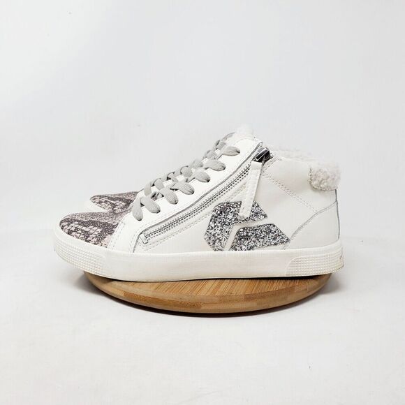 Dolce Vita Zonya Shoe Womens 8 Sneaker White Leather Wedge Double Zip High Top - Picture 7 of 13